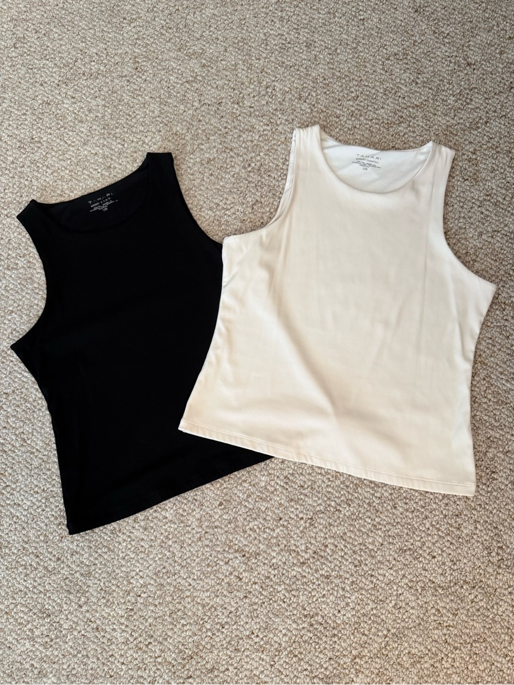 Tahari Black & Cream Sleeveless Tank Tops Set